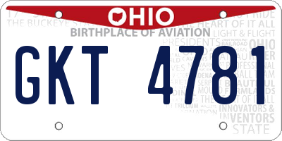 OH license plate GKT4781