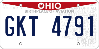 OH license plate GKT4791