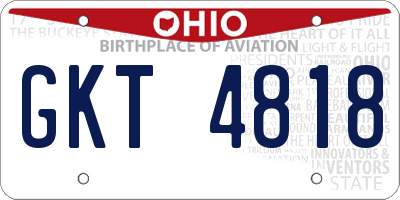 OH license plate GKT4818
