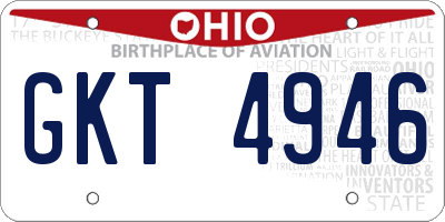 OH license plate GKT4946