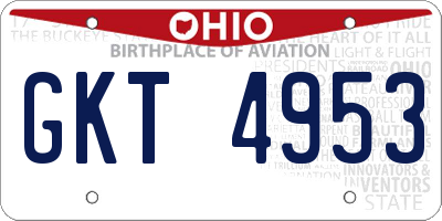 OH license plate GKT4953