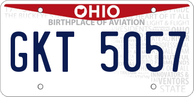 OH license plate GKT5057
