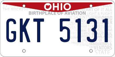 OH license plate GKT5131