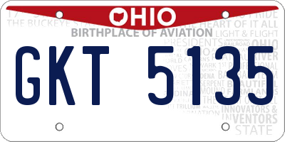 OH license plate GKT5135