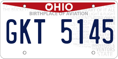 OH license plate GKT5145