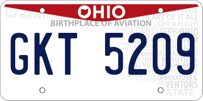 OH license plate GKT5209