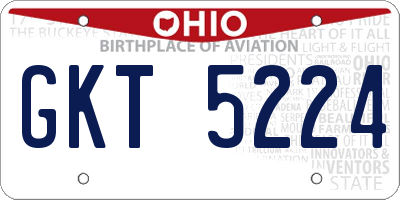 OH license plate GKT5224