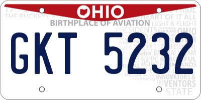 OH license plate GKT5232