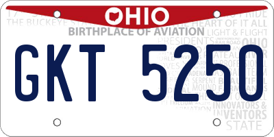 OH license plate GKT5250