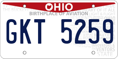 OH license plate GKT5259