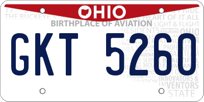 OH license plate GKT5260