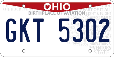 OH license plate GKT5302