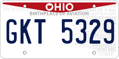 OH license plate GKT5329