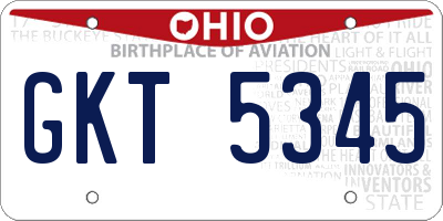 OH license plate GKT5345