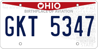 OH license plate GKT5347