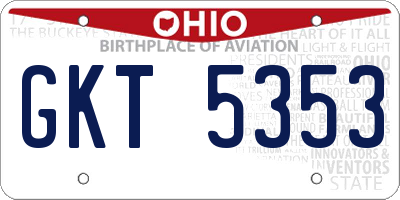 OH license plate GKT5353