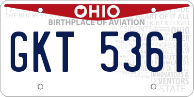 OH license plate GKT5361