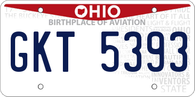 OH license plate GKT5393