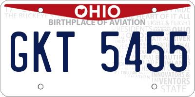 OH license plate GKT5455