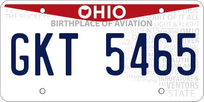 OH license plate GKT5465