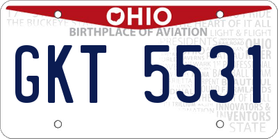OH license plate GKT5531