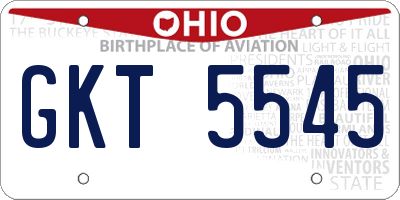 OH license plate GKT5545