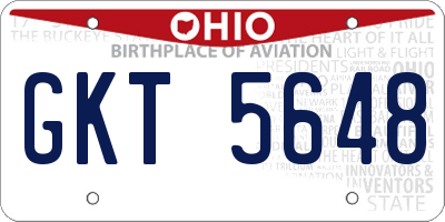 OH license plate GKT5648