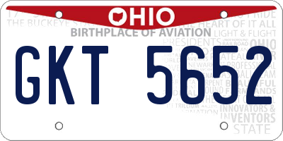 OH license plate GKT5652