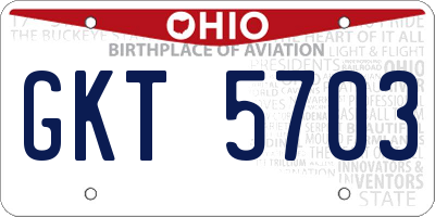 OH license plate GKT5703