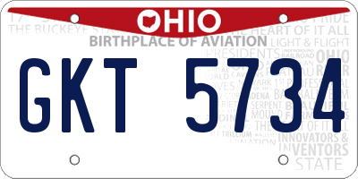 OH license plate GKT5734