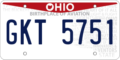 OH license plate GKT5751