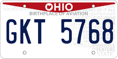 OH license plate GKT5768