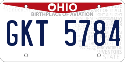 OH license plate GKT5784