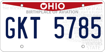 OH license plate GKT5785