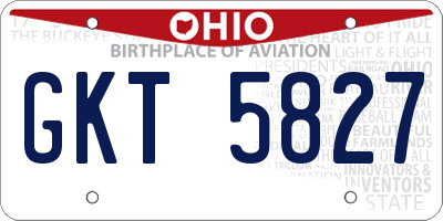 OH license plate GKT5827