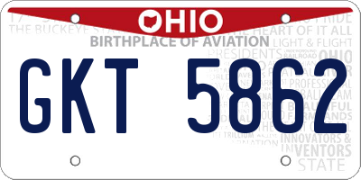 OH license plate GKT5862