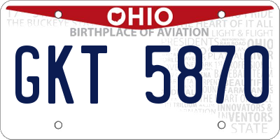 OH license plate GKT5870