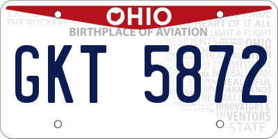 OH license plate GKT5872
