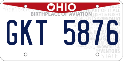 OH license plate GKT5876