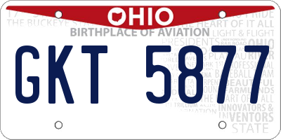 OH license plate GKT5877