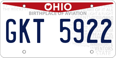 OH license plate GKT5922