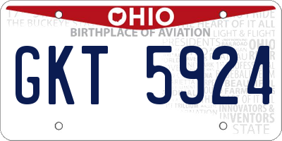 OH license plate GKT5924