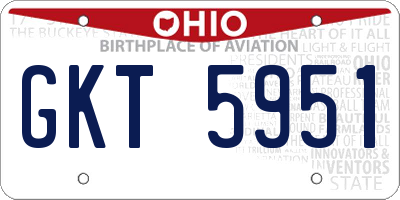 OH license plate GKT5951