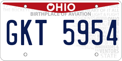 OH license plate GKT5954