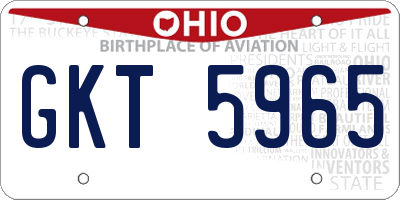OH license plate GKT5965