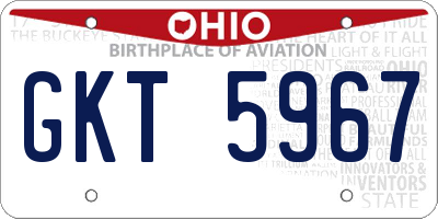 OH license plate GKT5967