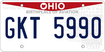 OH license plate GKT5990