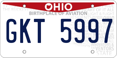 OH license plate GKT5997