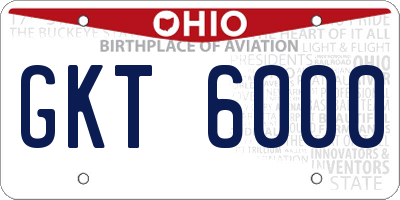 OH license plate GKT6000