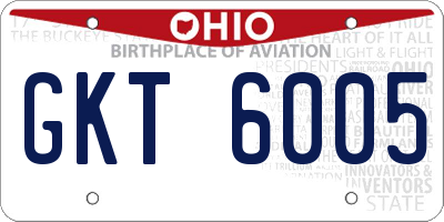 OH license plate GKT6005